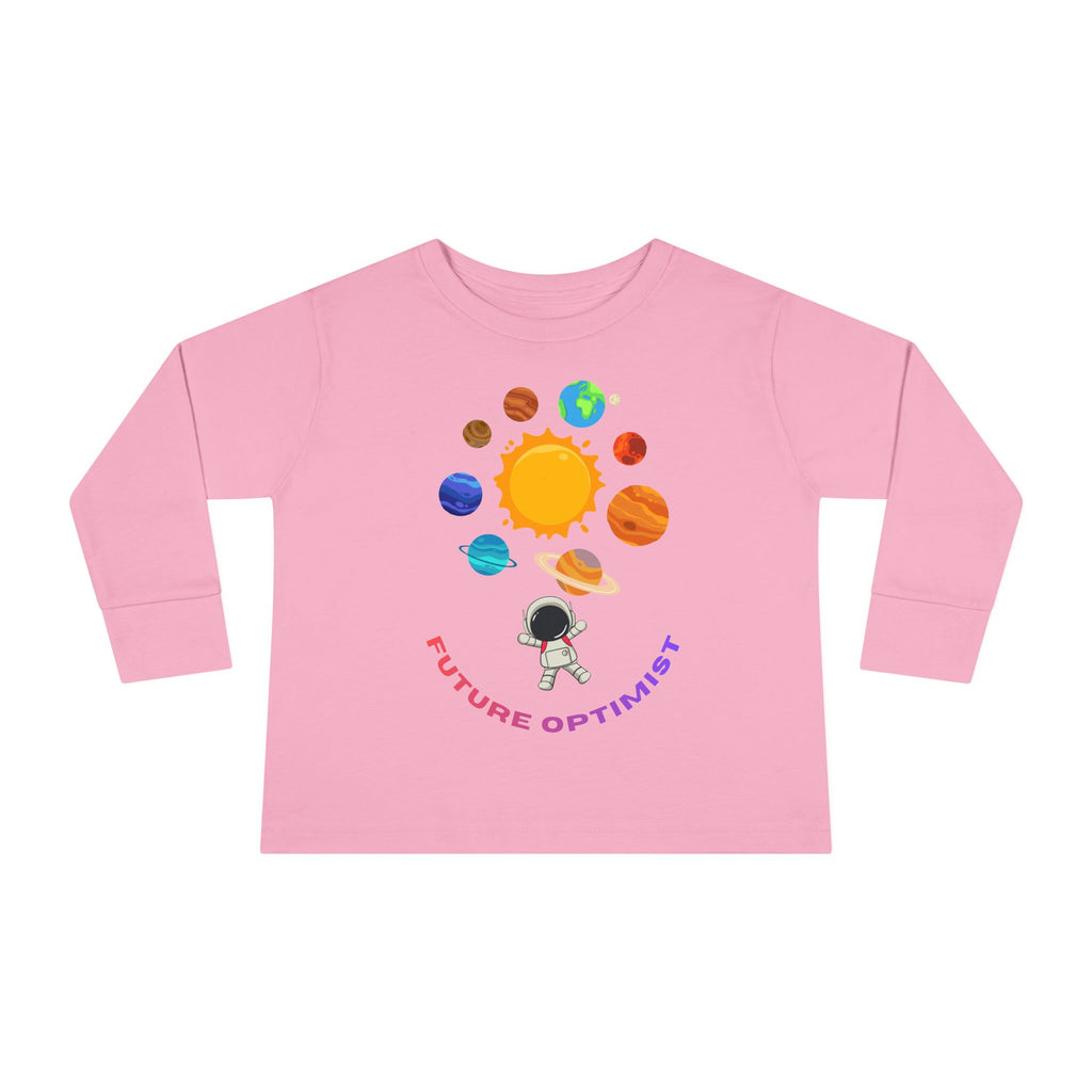 Future Optimist Astronaut toddler long sleeve tee | Solar System planets design - Mutantur Labs LLC