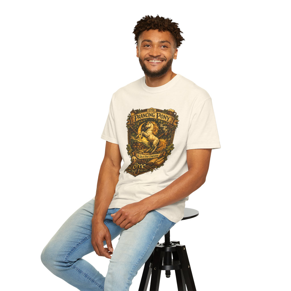 Prancing Pony Fantasy T-Shirt | Vintage Inn Heraldry Graphic Tee - Mutantur Labs LLC