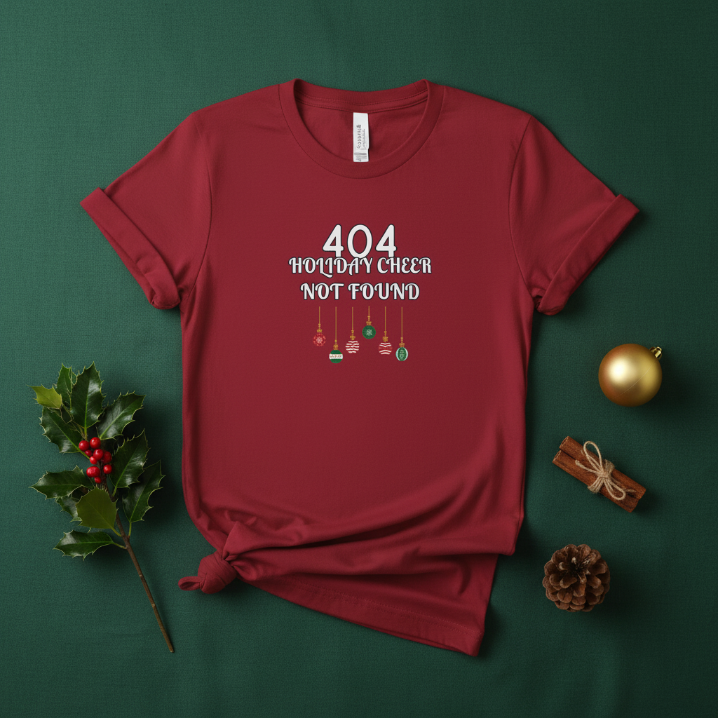 "404 Holiday Cheer Not Found" Funny Christmas T-Shirt