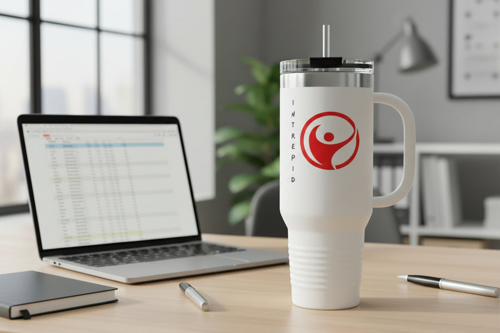 Intrepid Human Figure Logo 40oz Travel Mug Insulated Adventure Tumbler - Mutantur Labs LLC