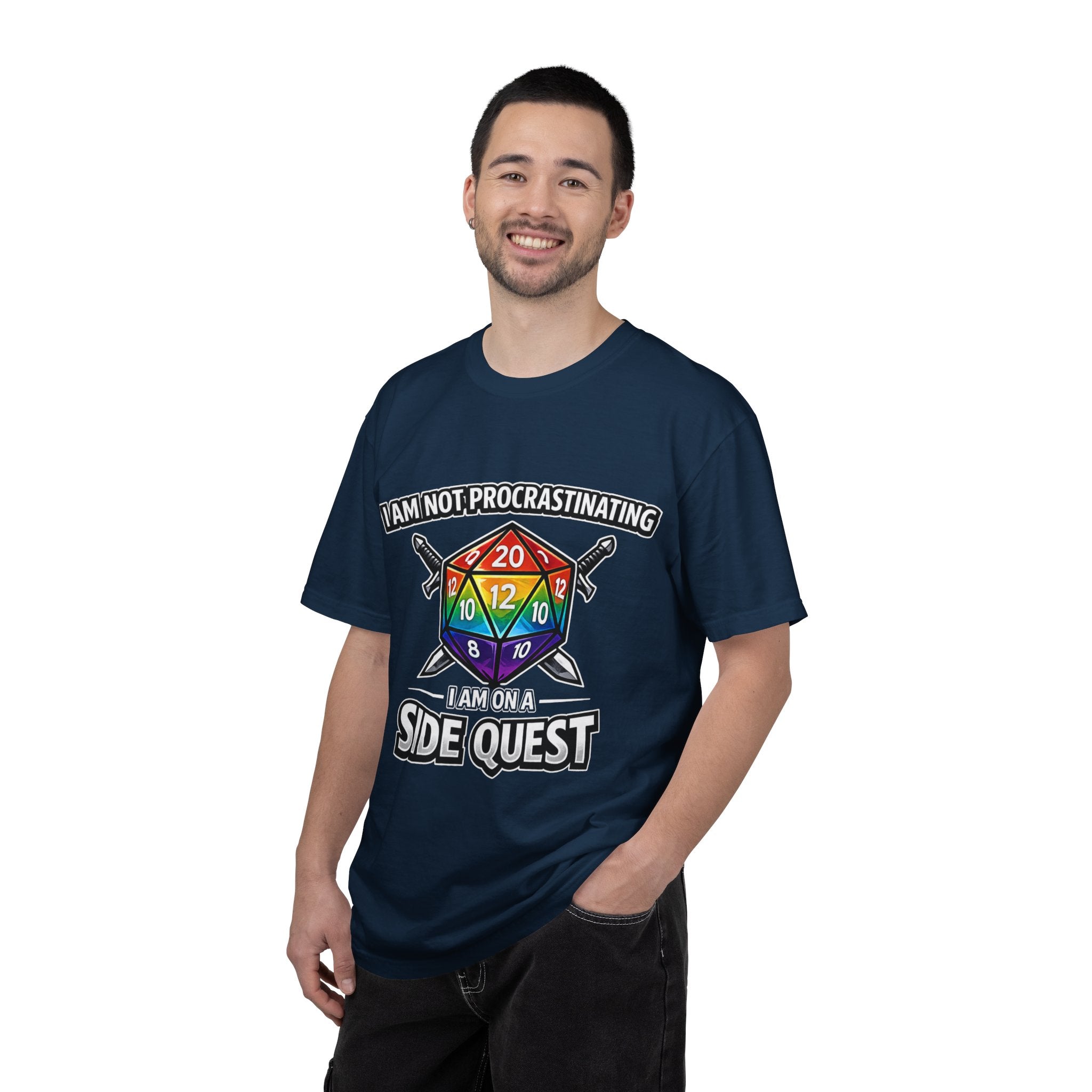 Nerd Humor Gaming I Am Not Procrastinating Side Quest | Rainbow D20 Dice RPG Tee Comfort Colors tee - Mutantur Labs LLC