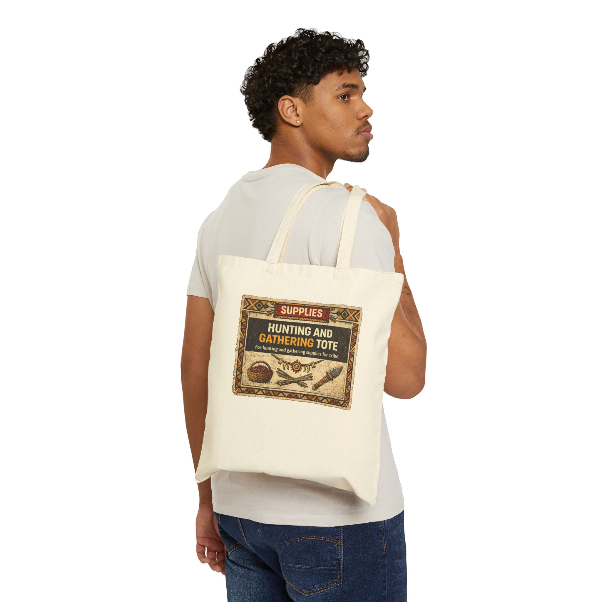 Hunting and Gathering tote bag | Canvas Shopping Tote, Nature Foraging Design - Mutantur Labs LLC