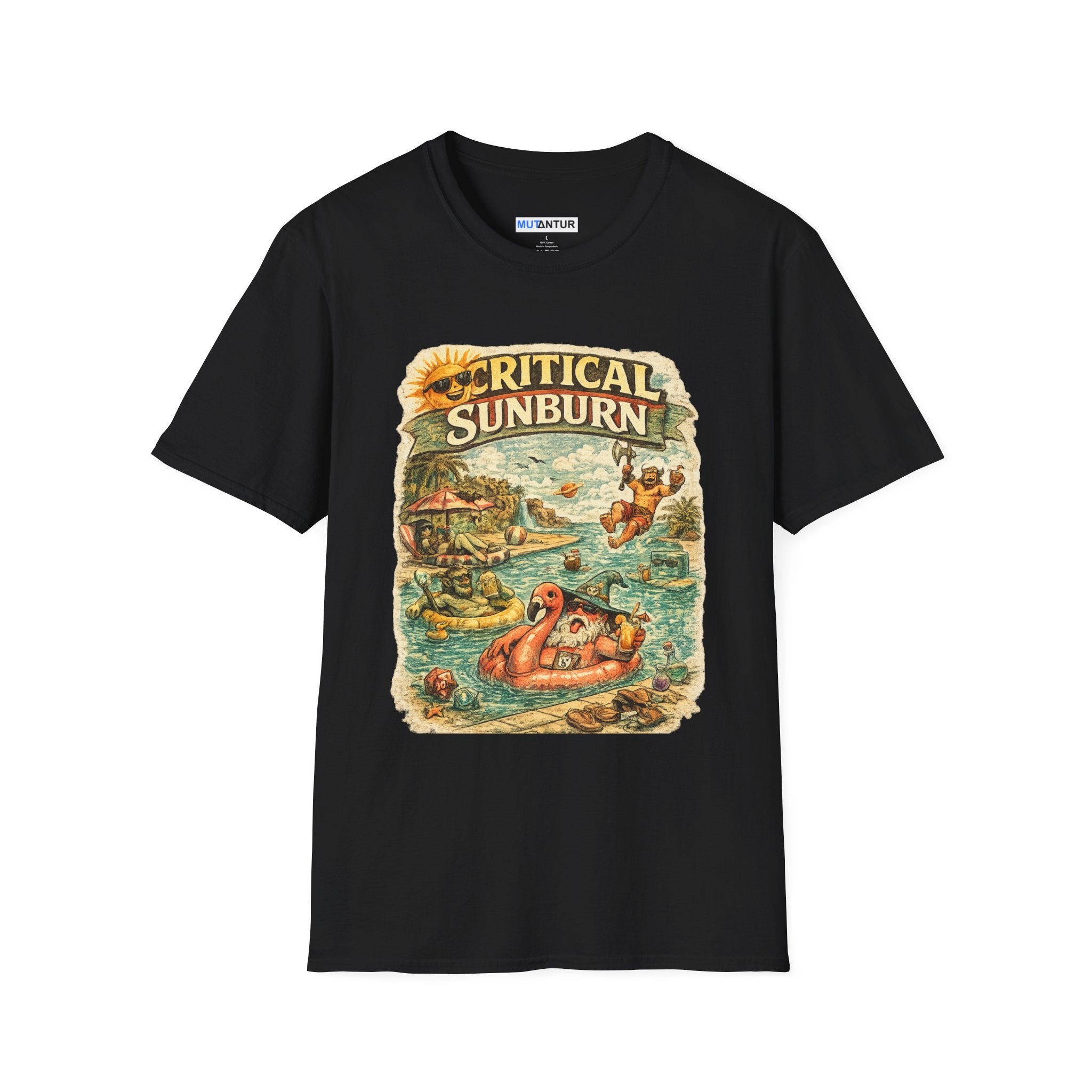 Critical Sunburn Beach T-Shirt – Retro Tropical Vacation Graphic Tee - Mutantur Labs LLC