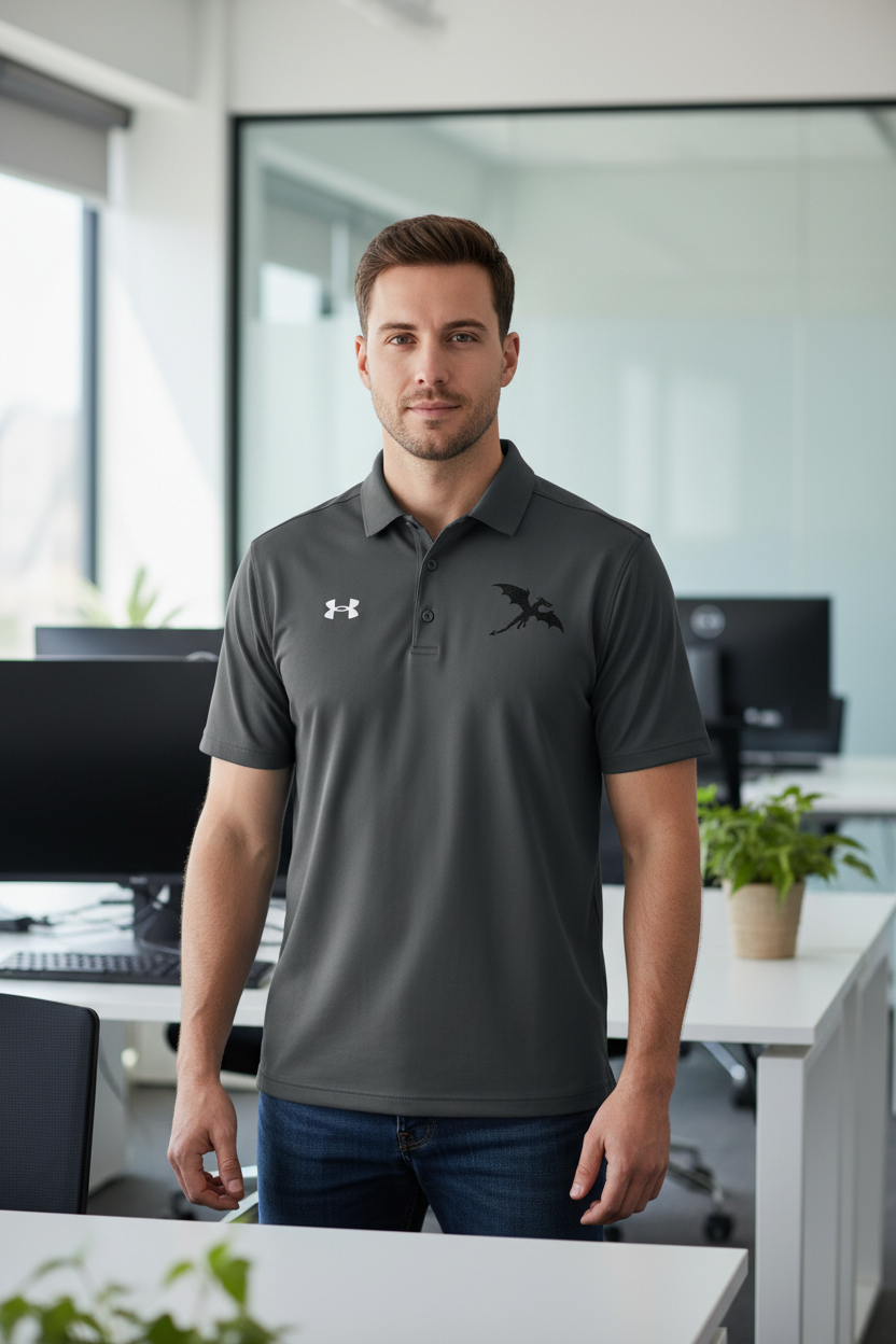 Embroidered Dragon Under Armour Polo – Fantasy Performance Shirt