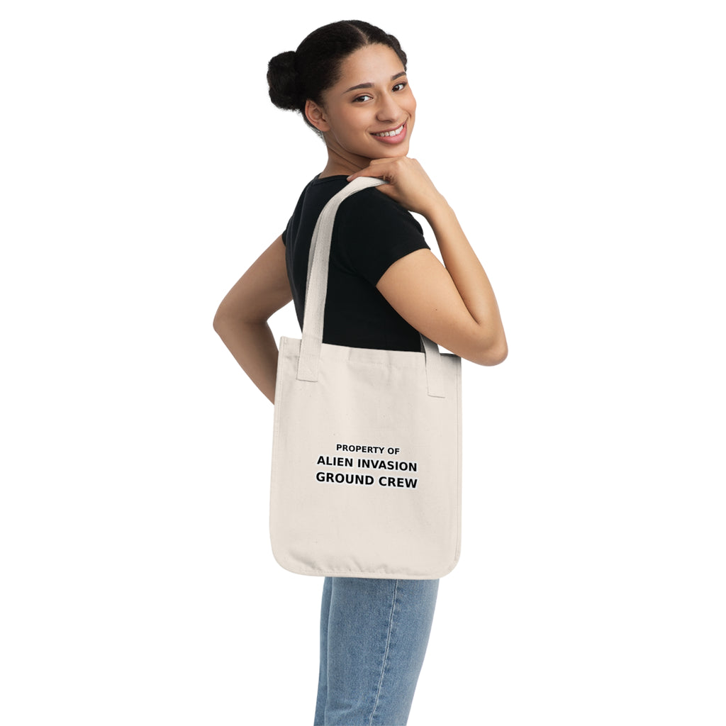 Property of Alien Invasion Ground Crew funny Organic Canvas Tote Bag - Mutantur Labs LLC