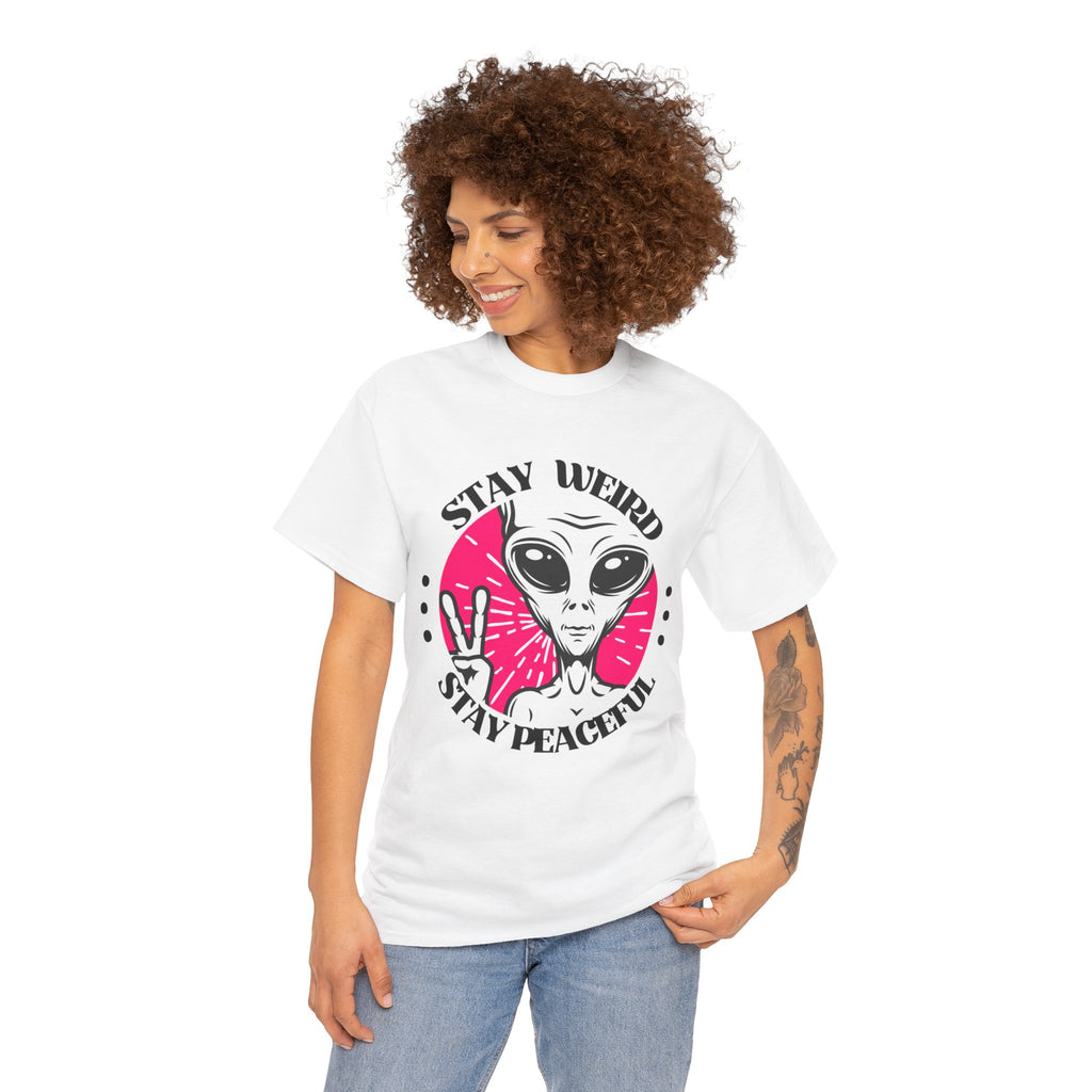 Stay Weird Stay Peaceful -Galaxy Vibes Unisex Tee - Alien Tee, Sci-Fi Fashion - Mutantur Labs LLC