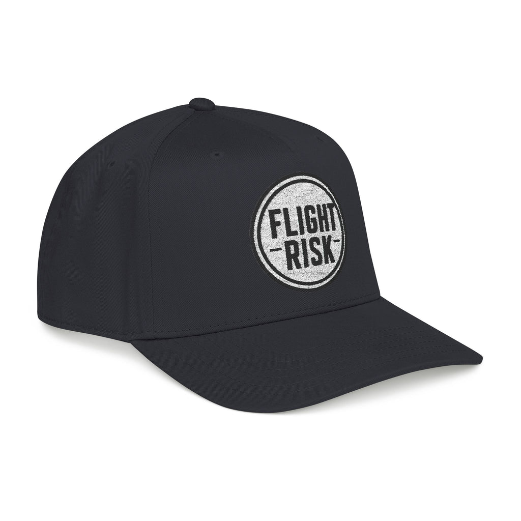 FLIGHT RISK Embroidered Mid Profile Baseball Cap | Funny Travel Hat | Aviation Humor Dad Cap | Minimalist Adventure Snapback | Gift for Frequent Flyers