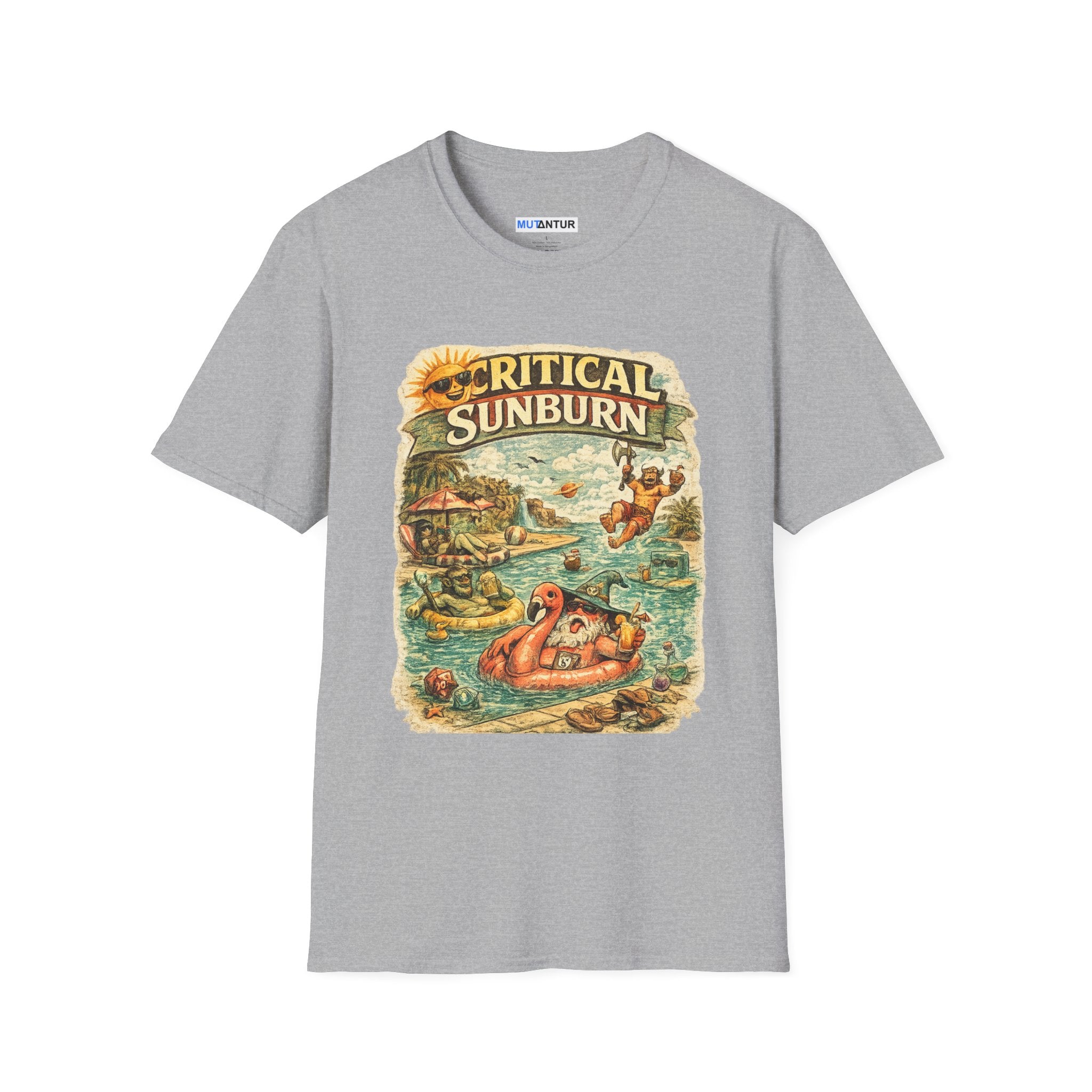 Critical Sunburn Beach T-Shirt – Retro Tropical Vacation Graphic Tee - Mutantur Labs LLC