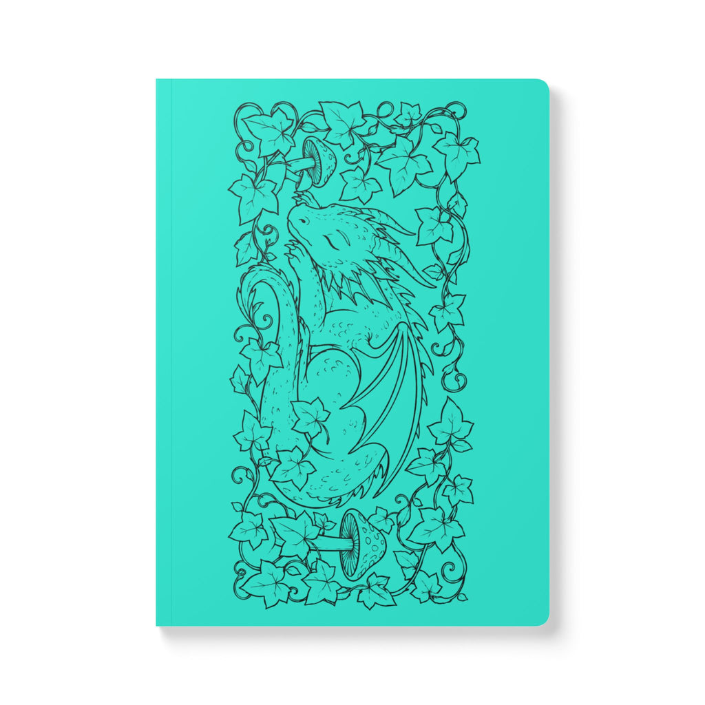 Dragon & Ivy Softcover Journal — Hand-Drawn Sleeping Dragon Illustration