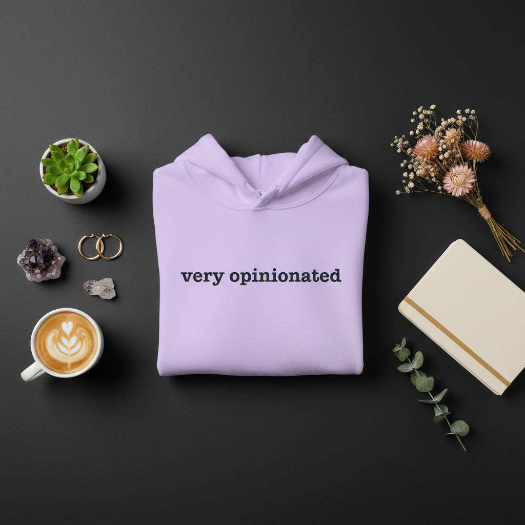 Very Opinionated Hoodie — Minimal Text Graphic Pullover
