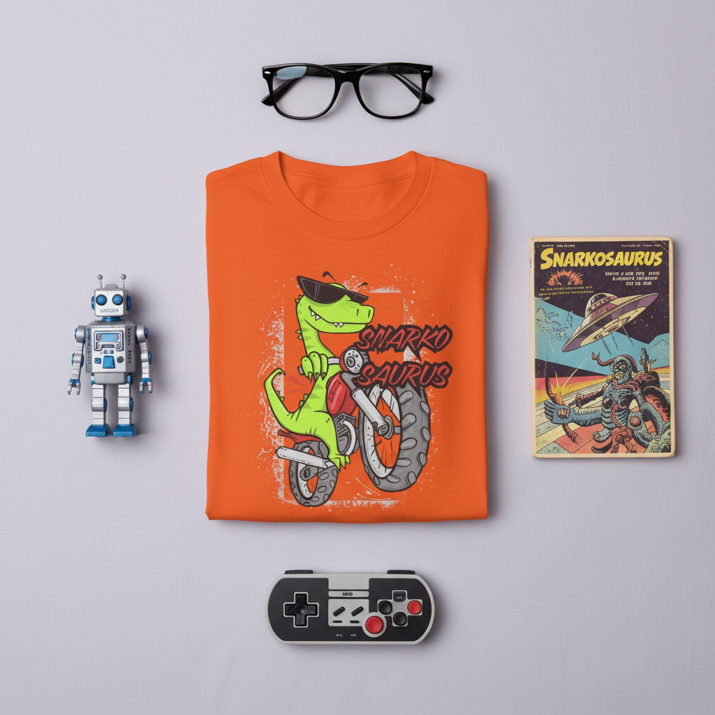Snarkosaurus funny dinosaur graphic tee, alternate colorway