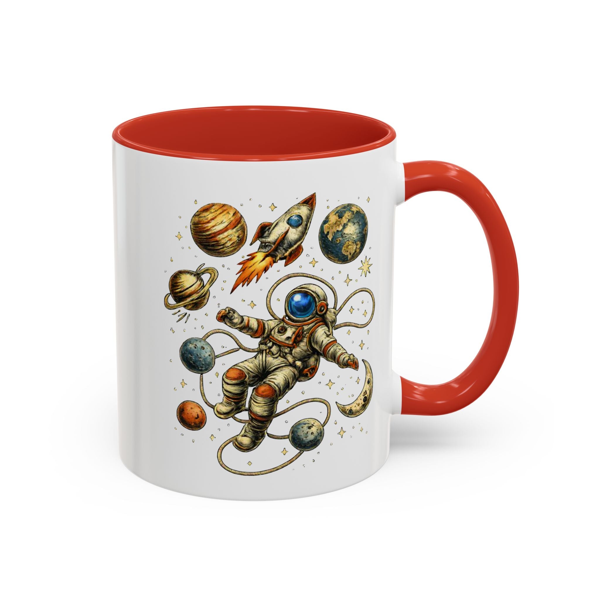 Astronaut in Space Coffee Mug | Rocket Planets Solar System - Mutantur Labs LLC