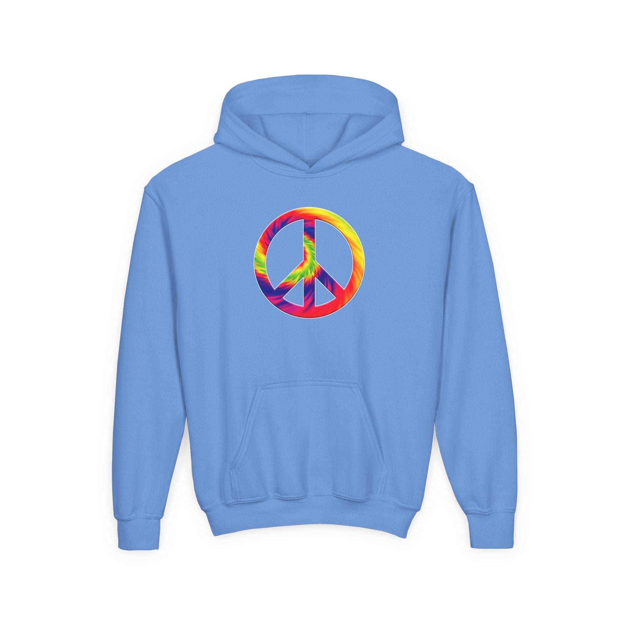 Youth Hoodie - Rainbow Tie-Dye Peace Sign Pullover - Mutantur Labs LLC