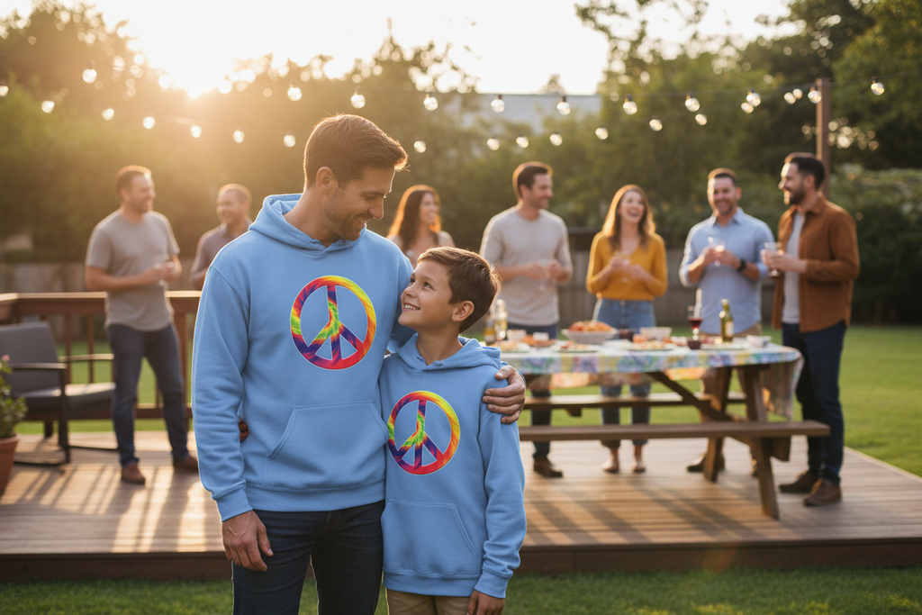 Youth Hoodie - Rainbow Tie-Dye Peace Sign Pullover - Mutantur Labs LLC