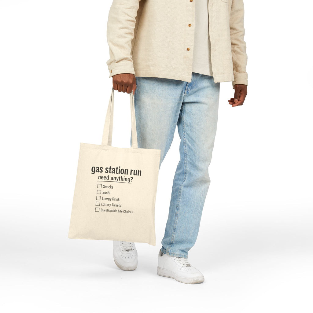 Gas Station Run Checklist Tote Bag | Funny Canvas Shopping Bag - Mutantur Labs LLC