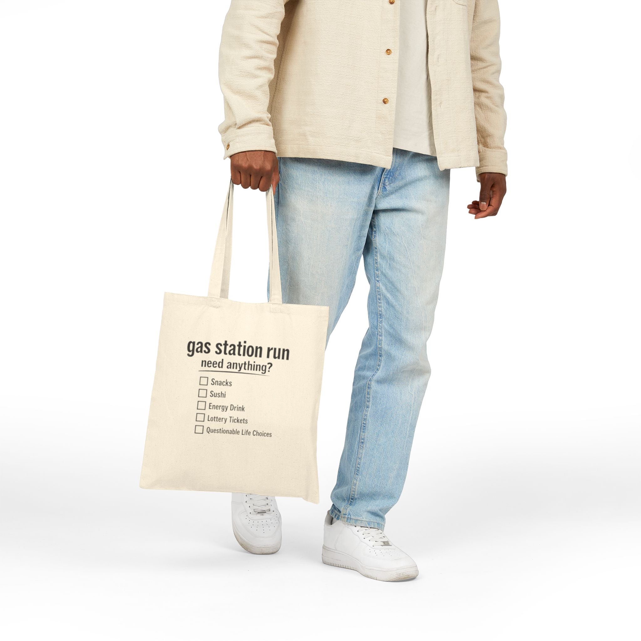 Gas Station Run Checklist Tote Bag | Funny Canvas Shopping Bag - Mutantur Labs LLC