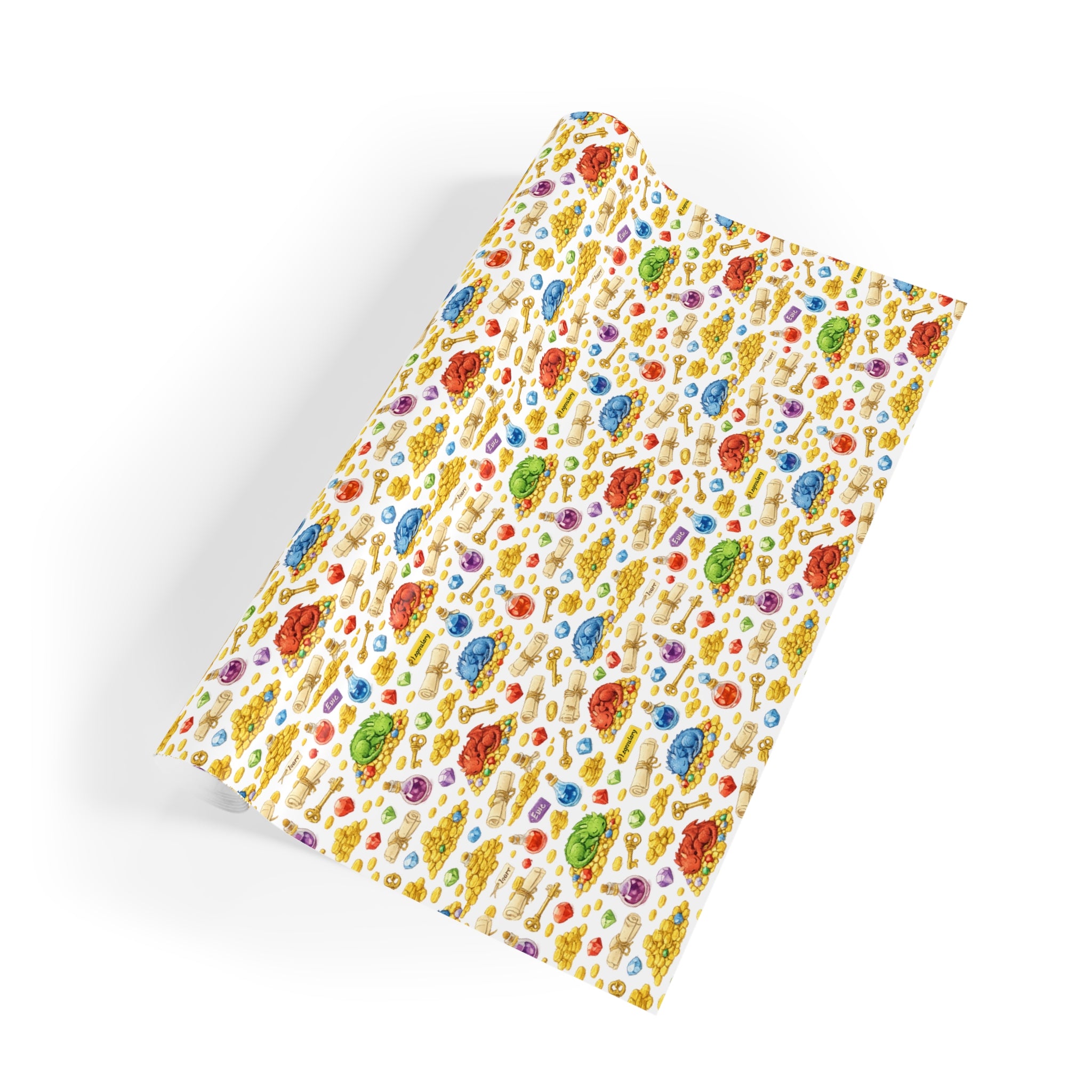 Colorful Cute Sleeping Dragons Gift Wrap Roll – Kids Birthday and Baby Shower Wrapping Paper
