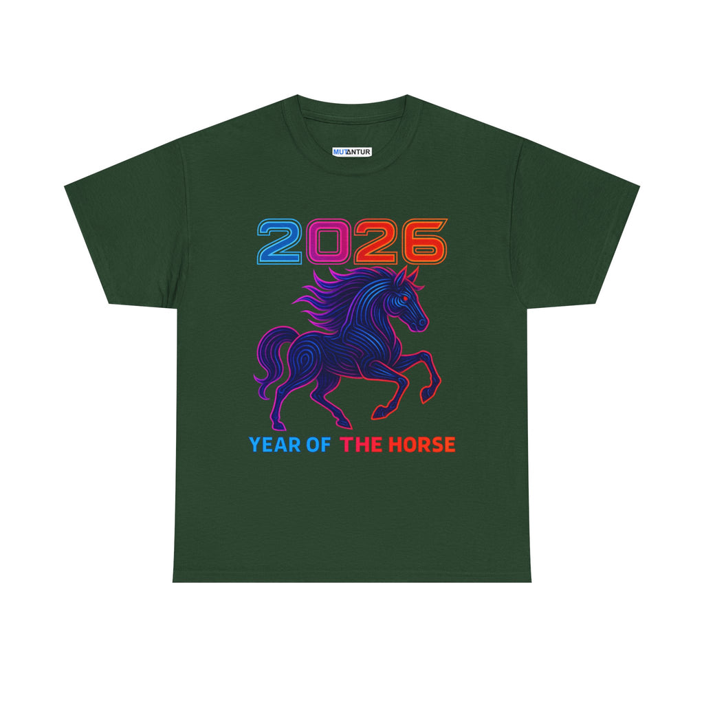 2026 Year of the Horse T-Shirt – Neon Stallion Graphic Tee - Mutantur Labs LLC