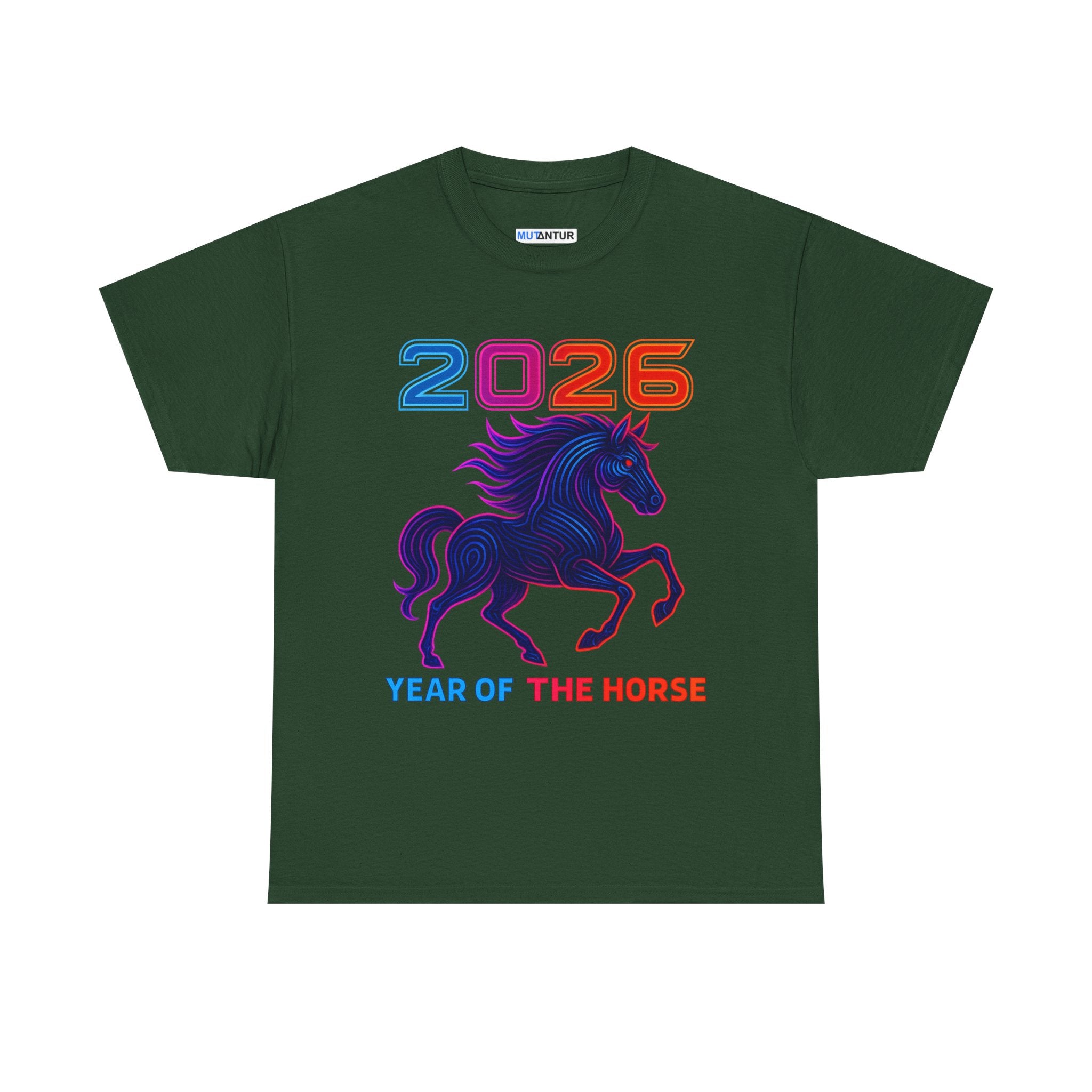 2026 Year of the Horse T-Shirt – Neon Stallion Graphic Tee - Mutantur Labs LLC