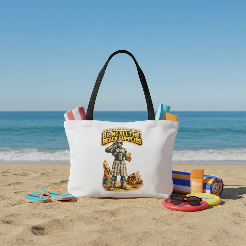 Weekender Tote Bag — "Bring All the Beach Supplies" Robots Are Monitoring Beach Tote