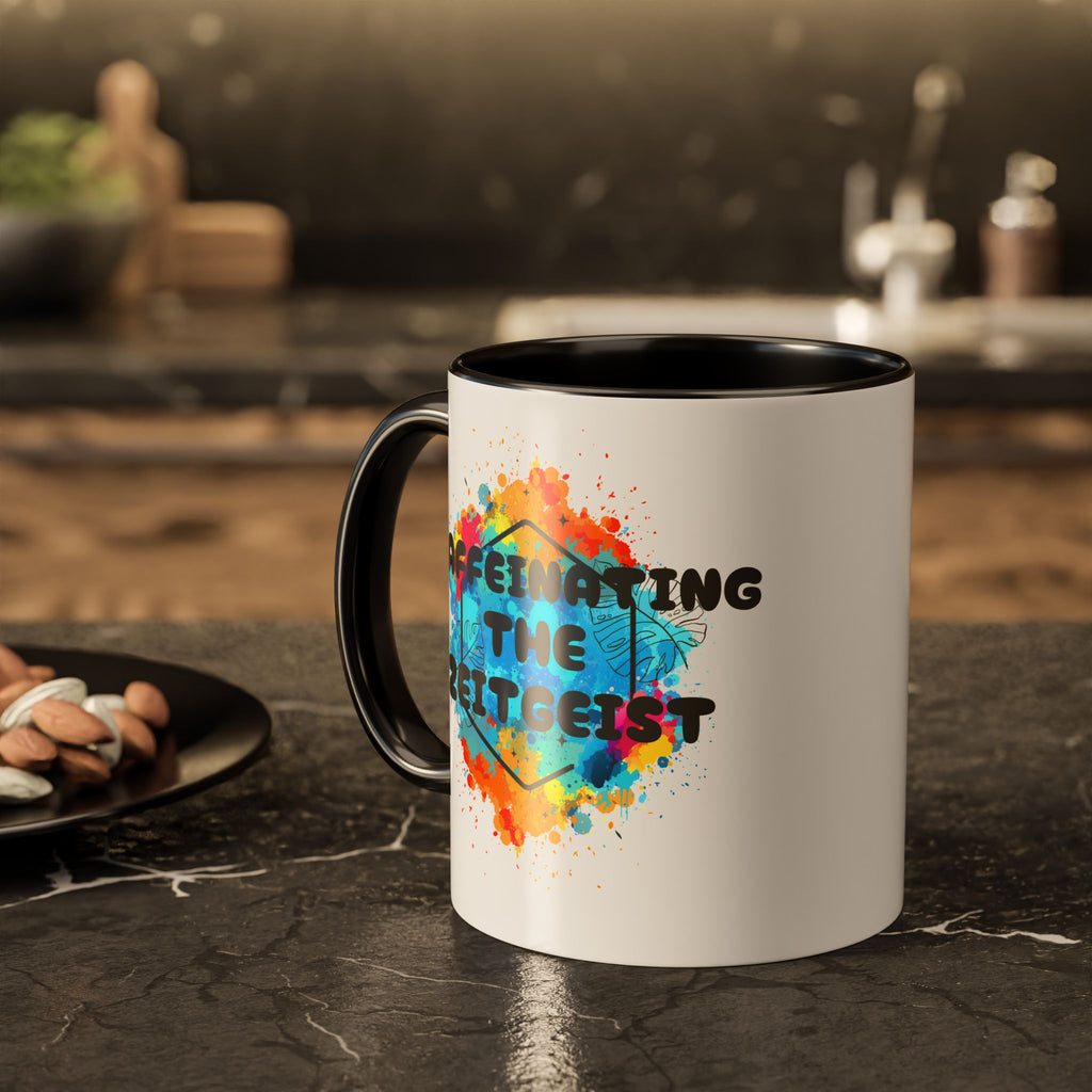 Caffeinating the Zeitgeist Mug | Funny Colorful Coffee Cup - Mutantur Labs LLC