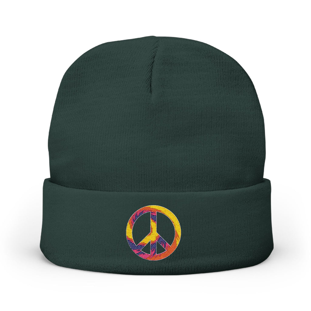 Embroidered Tie-Dye Peace Sign Beanie - Mutantur Labs LLC