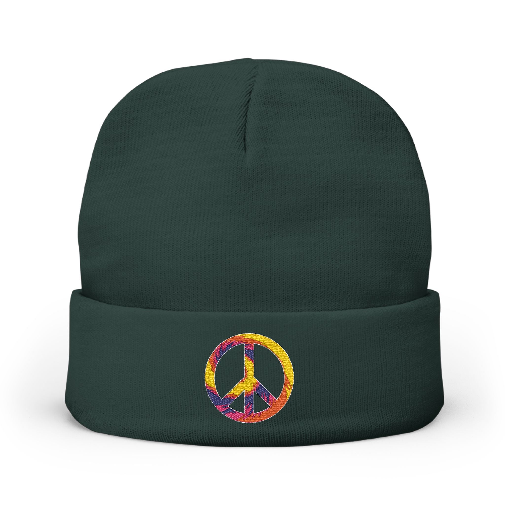 Embroidered Tie-Dye Peace Sign Beanie - Mutantur Labs LLC