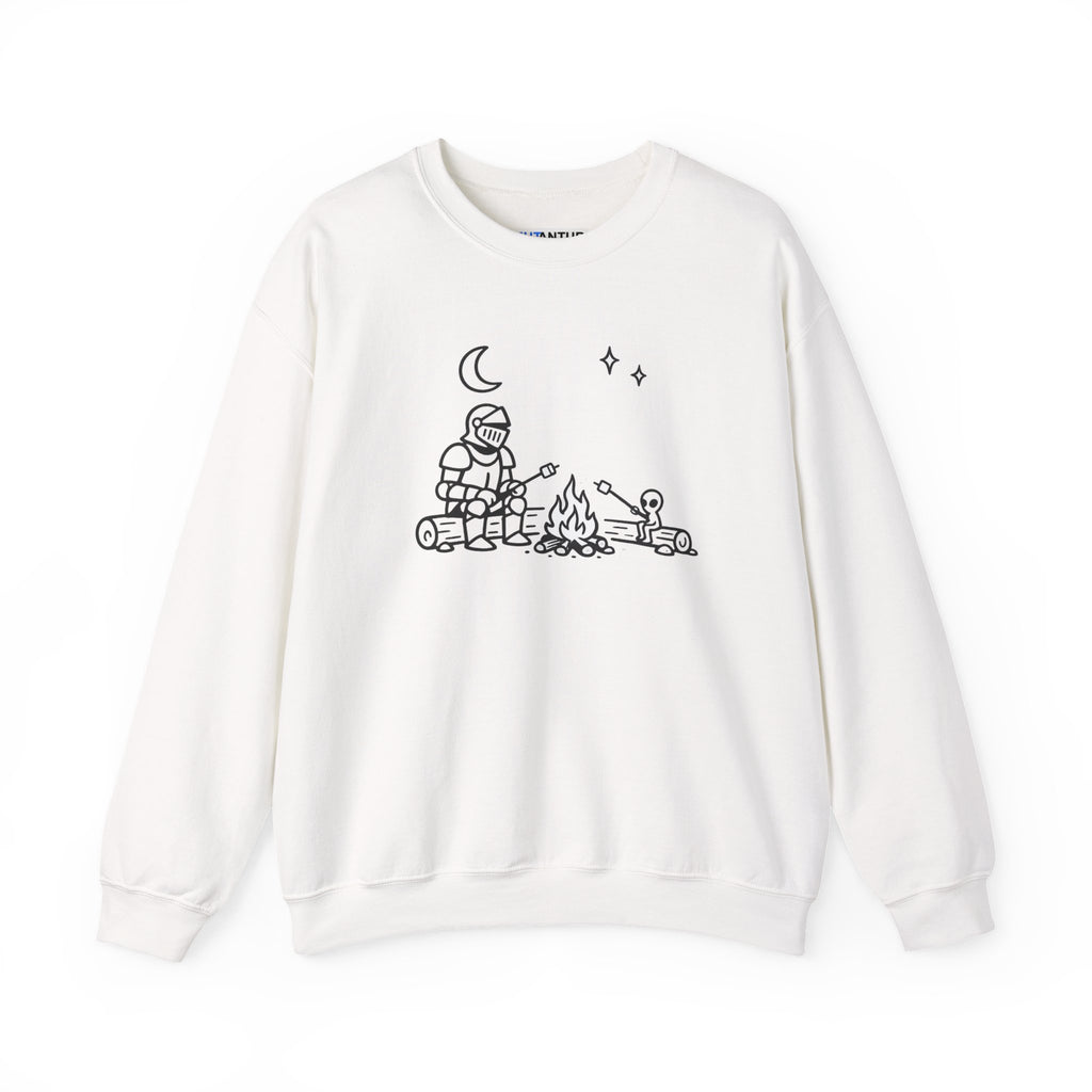 Camping Knight and Alien Crewneck Sweatshirt - Mutantur Labs LLC