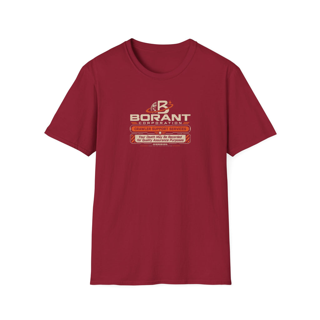Borant Corporation Crawler Support Services T-Shirt — 'Your Death May Be Recorded' Retro Sci‑Fi Tee