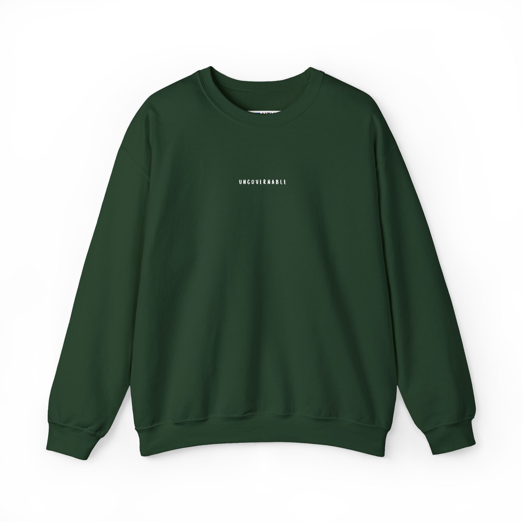 Ungovernable Embroidered Minimal Crewneck Sweatshirt — Statement Pullover - Mutantur Labs LLC