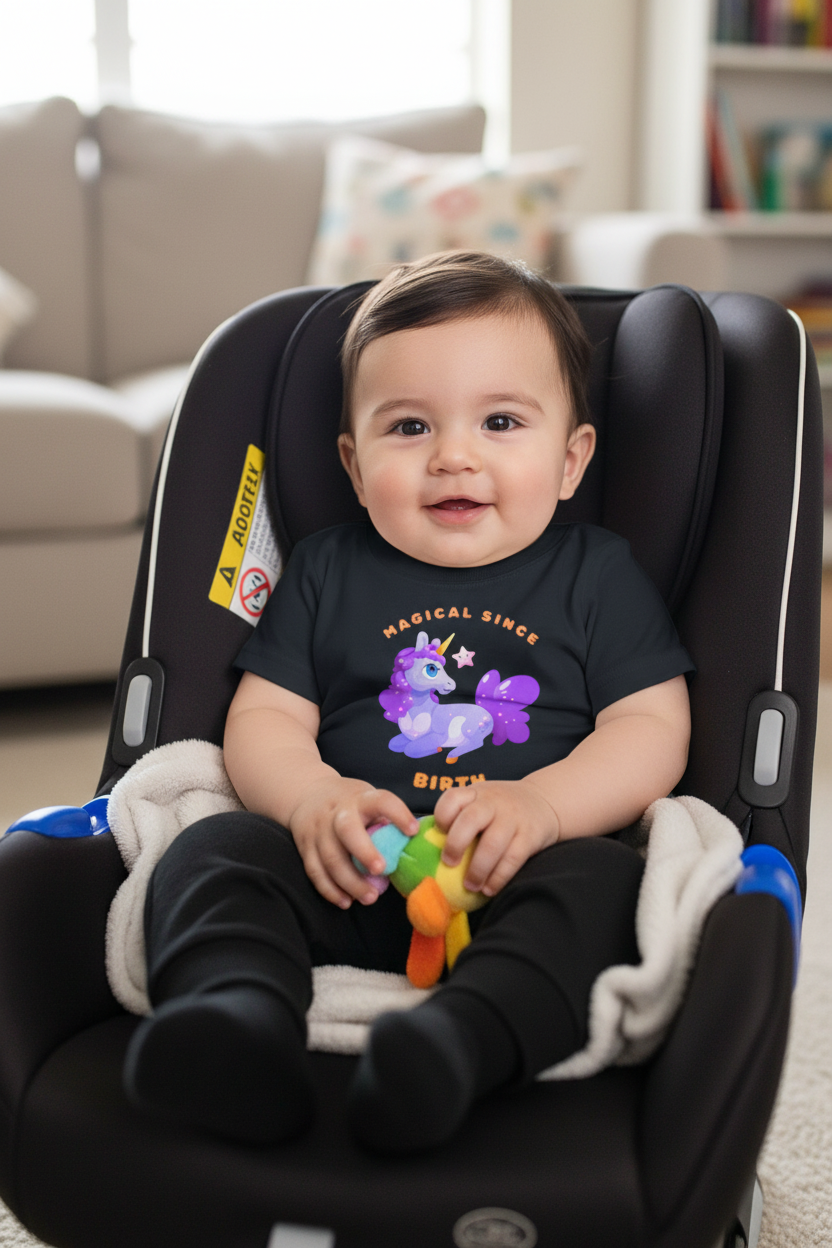 Infant Tee — "Magical Since Birth" Cute Purple Unicorn Baby Shirt - Mutantur Labs LLC