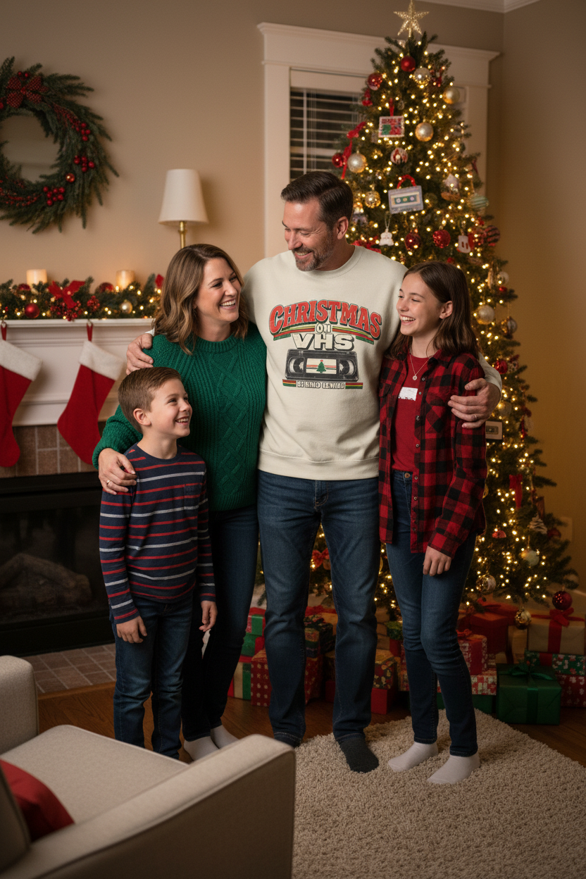 Christmas on VHS Sweatshirt — Retro 80s Vintage Holiday Crewneck