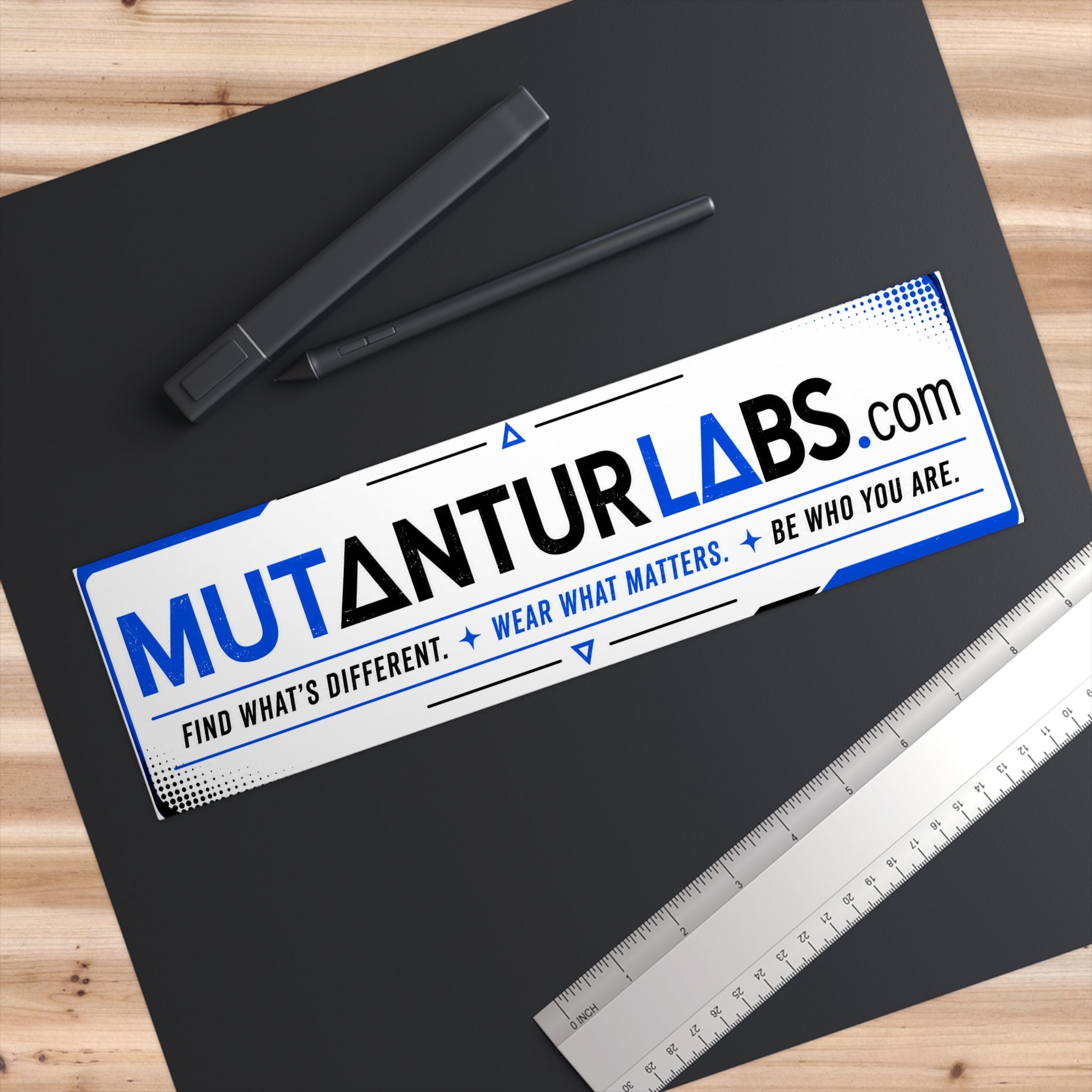 Mutantur Labs Find What's Different Wear What Matters bumper sticker, product shot