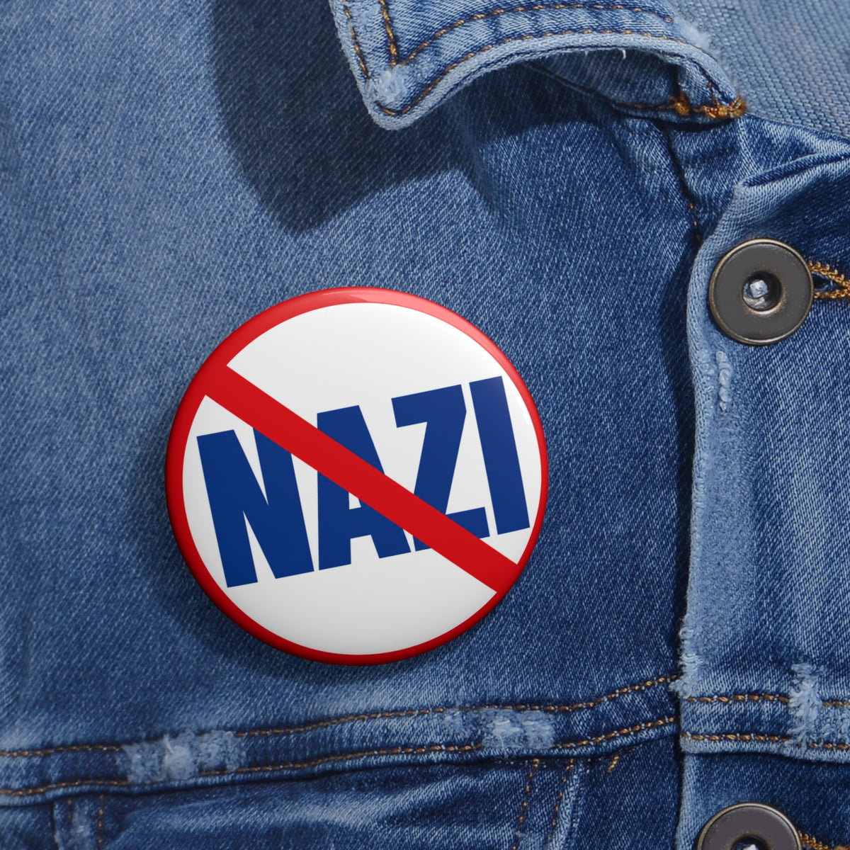 Anti-Nazi Pin Button — No Nazi Symbol Protest Badge