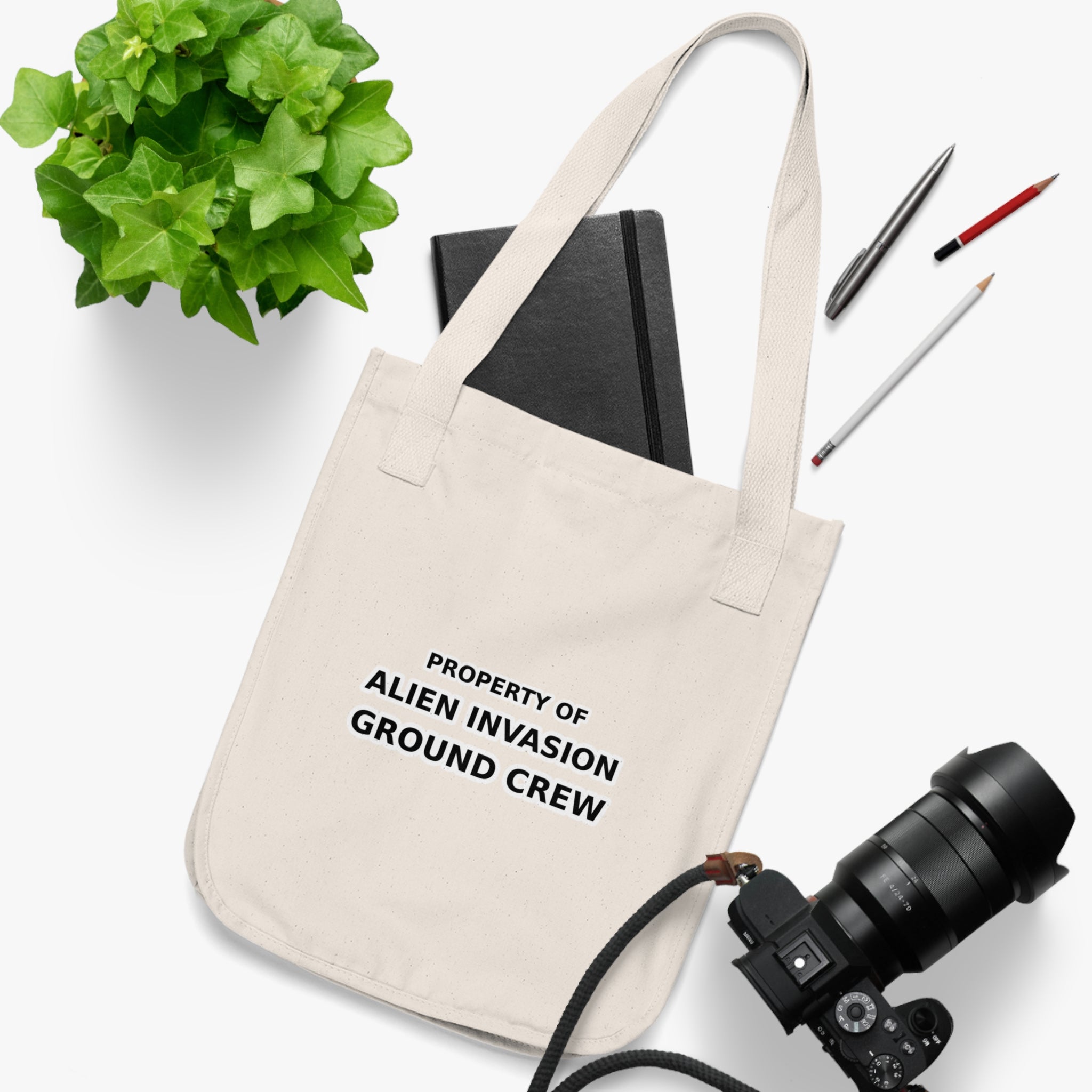 Property of Alien Invasion Ground Crew funny Organic Canvas Tote Bag - Mutantur Labs LLC