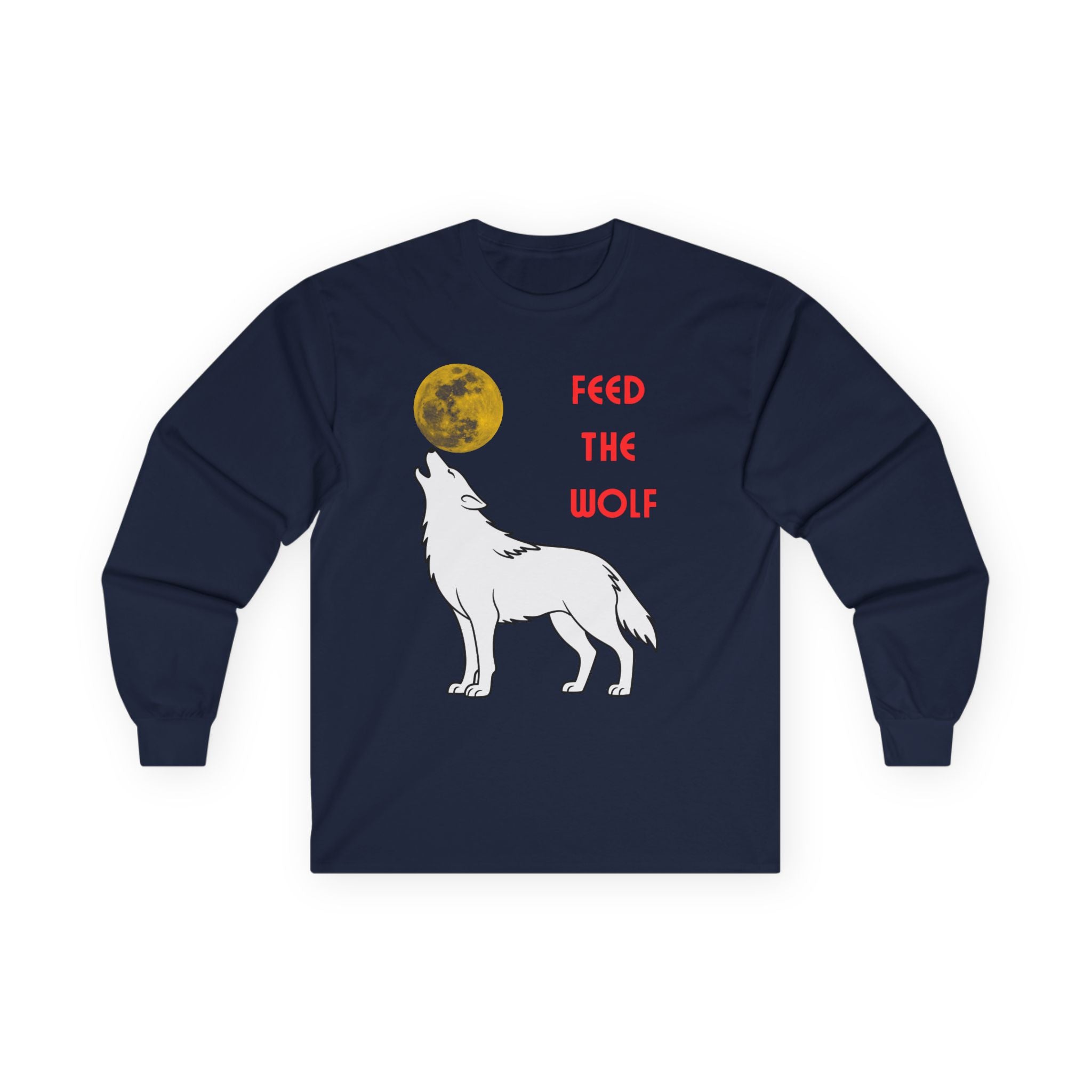Feed the Wolf Long Sleeve Shirt | Howling Wolf Moon Graphic Tee - Mutantur Labs LLC