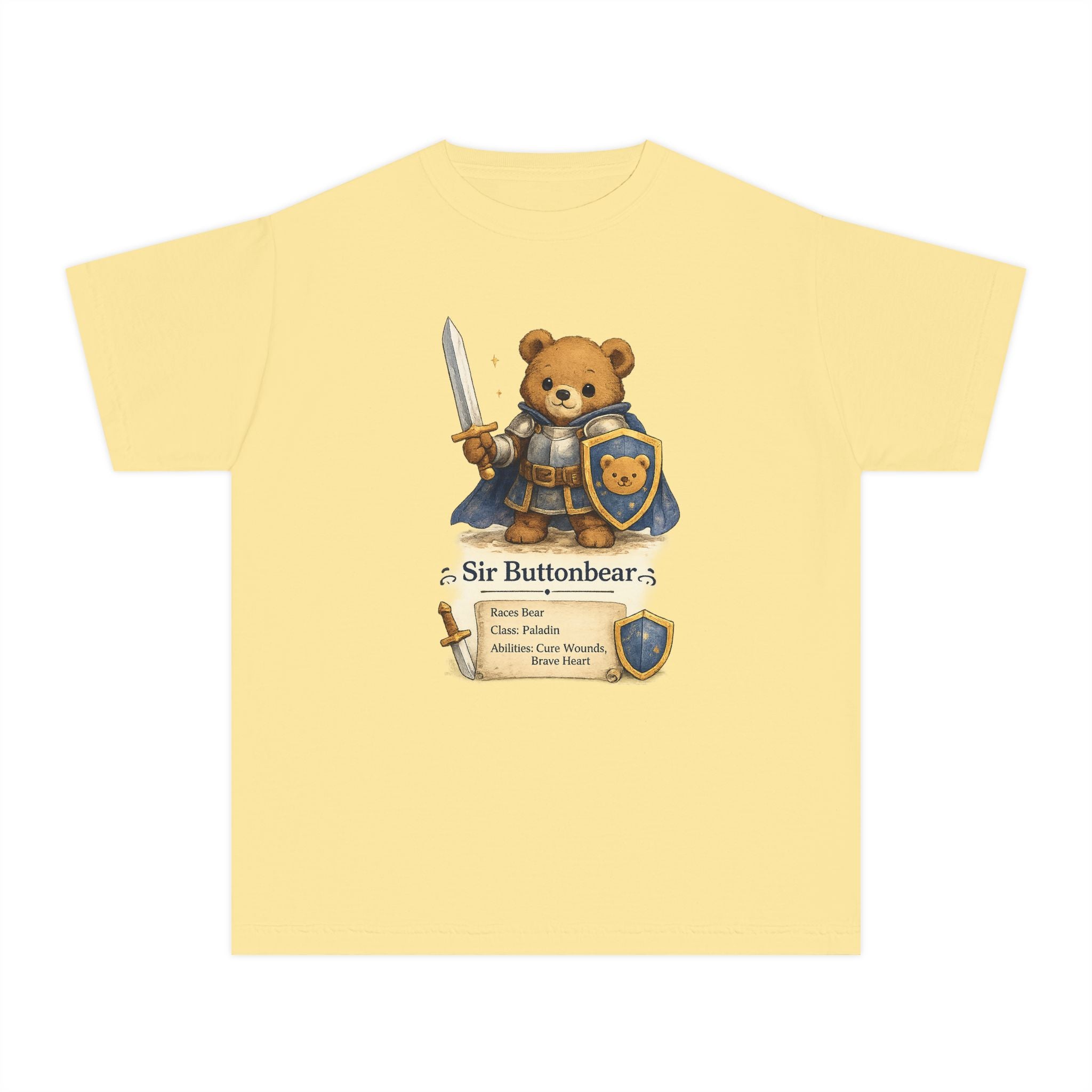 Sir Buttonbear Paladin Bear Character Kids T-Shirt