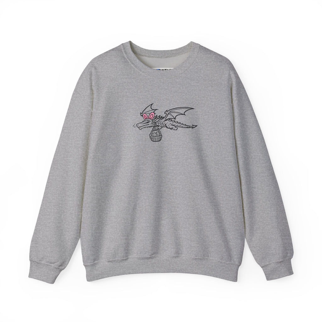 Easter Dragon Holding Easter Basket Crewneck Sweatshirt - Mutantur Labs LLC