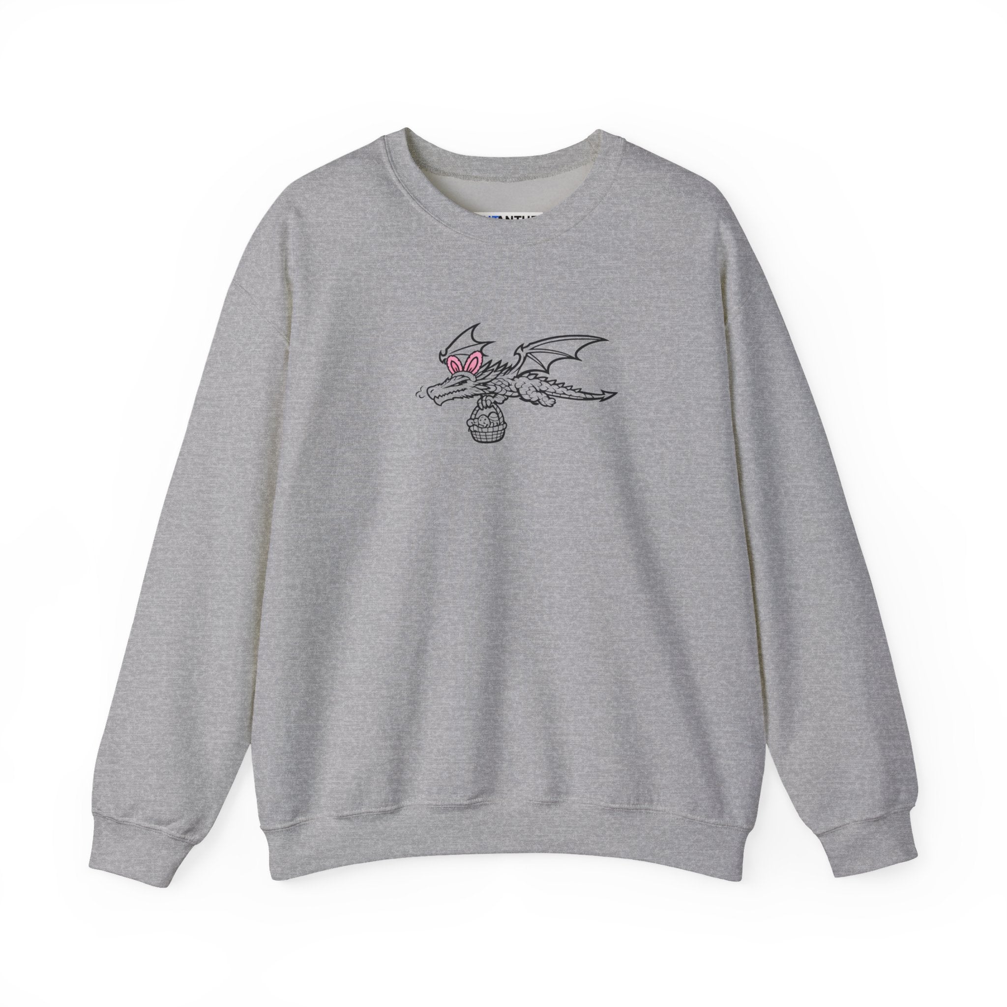 Easter Dragon Holding Easter Basket Crewneck Sweatshirt - Mutantur Labs LLC