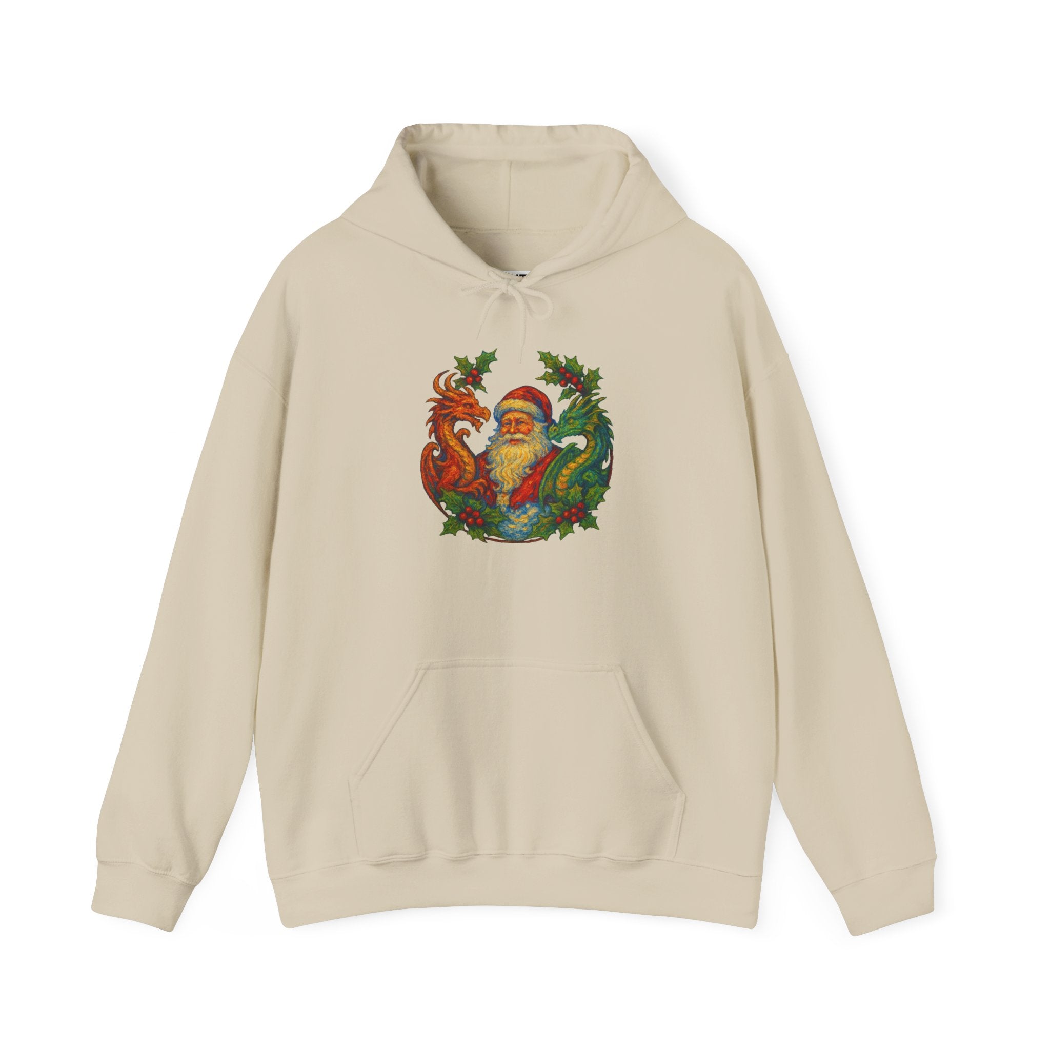 Vintage Santa Dragon Wreath Hoodie | Christmas Holiday Sweatshirt