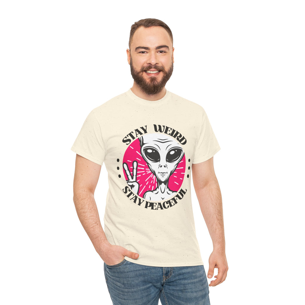 Stay Weird Stay Peaceful -Galaxy Vibes Unisex Tee - Alien Tee, Sci-Fi Fashion - Mutantur Labs LLC