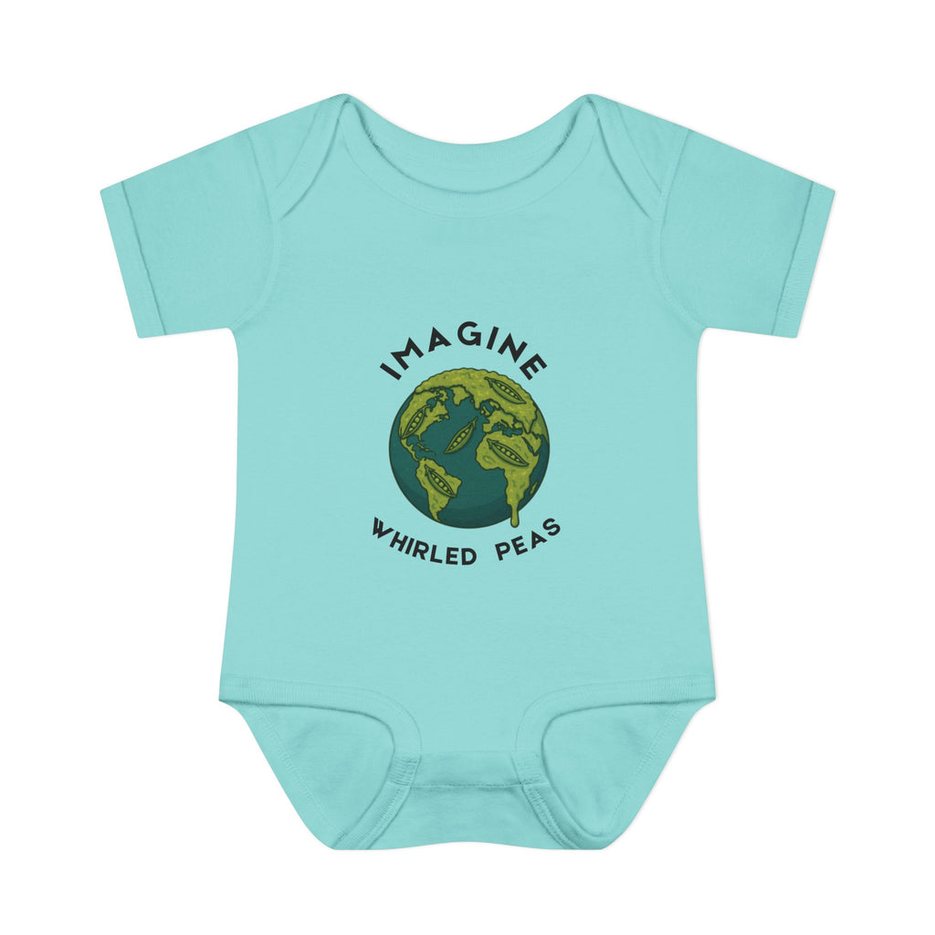 Imagine Whirled Peas Baby Onesie | Whimsical Pun Bodysuit for Babies - Mutantur Labs LLC