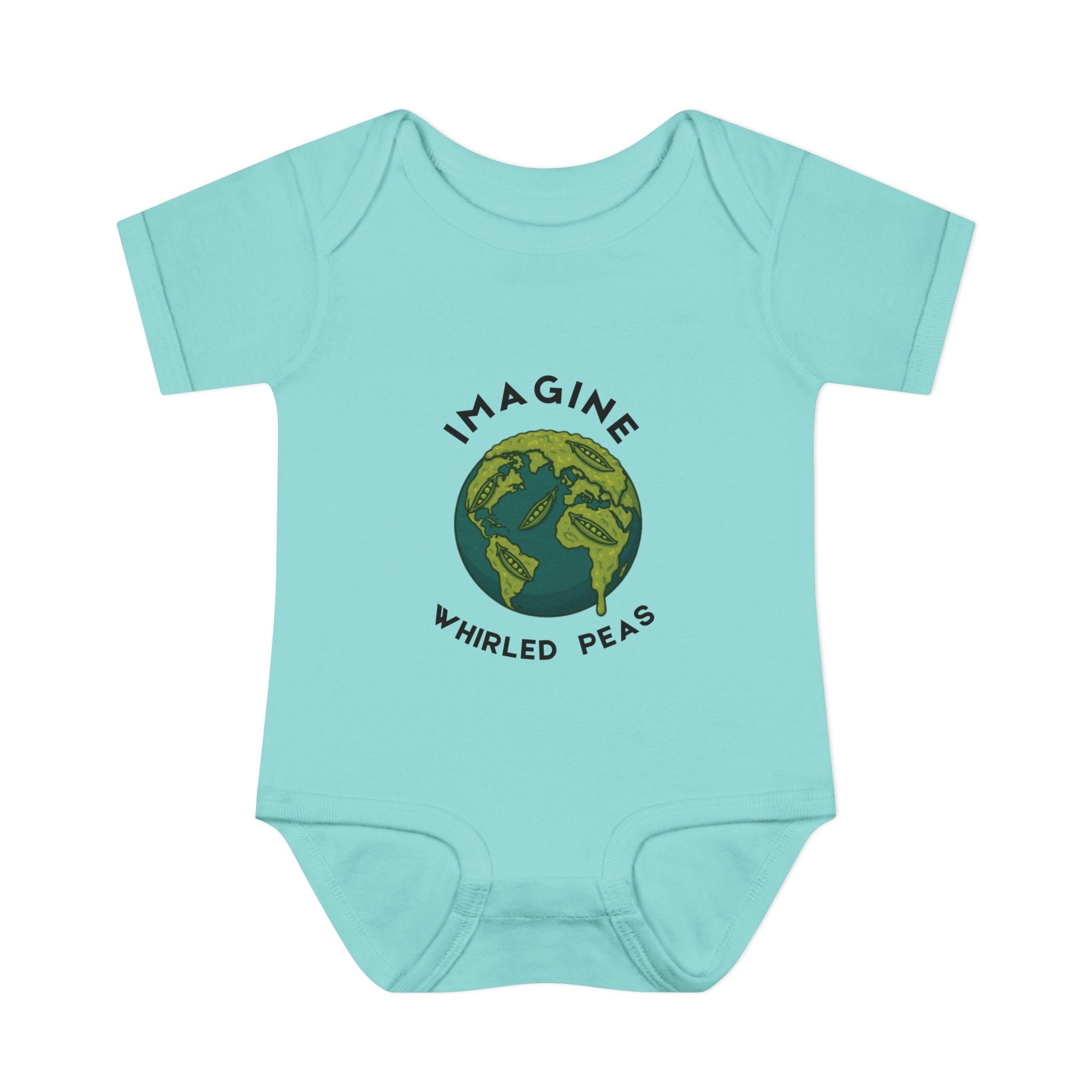 Imagine Whirled Peas Baby Onesie | Whimsical Pun Bodysuit for Babies - Mutantur Labs LLC