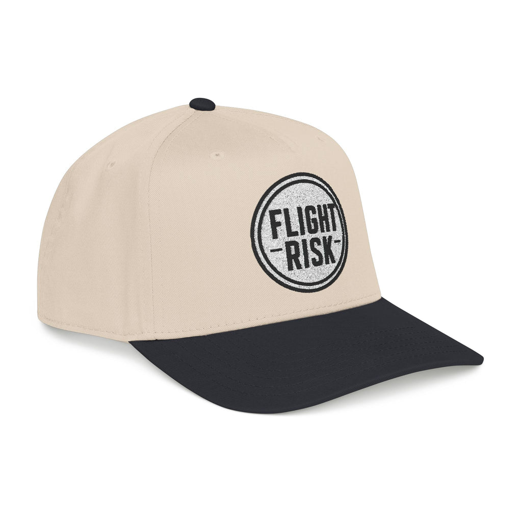 FLIGHT RISK Embroidered Mid Profile Baseball Cap | Funny Travel Hat | Aviation Humor Dad Cap | Minimalist Adventure Snapback | Gift for Frequent Flyers