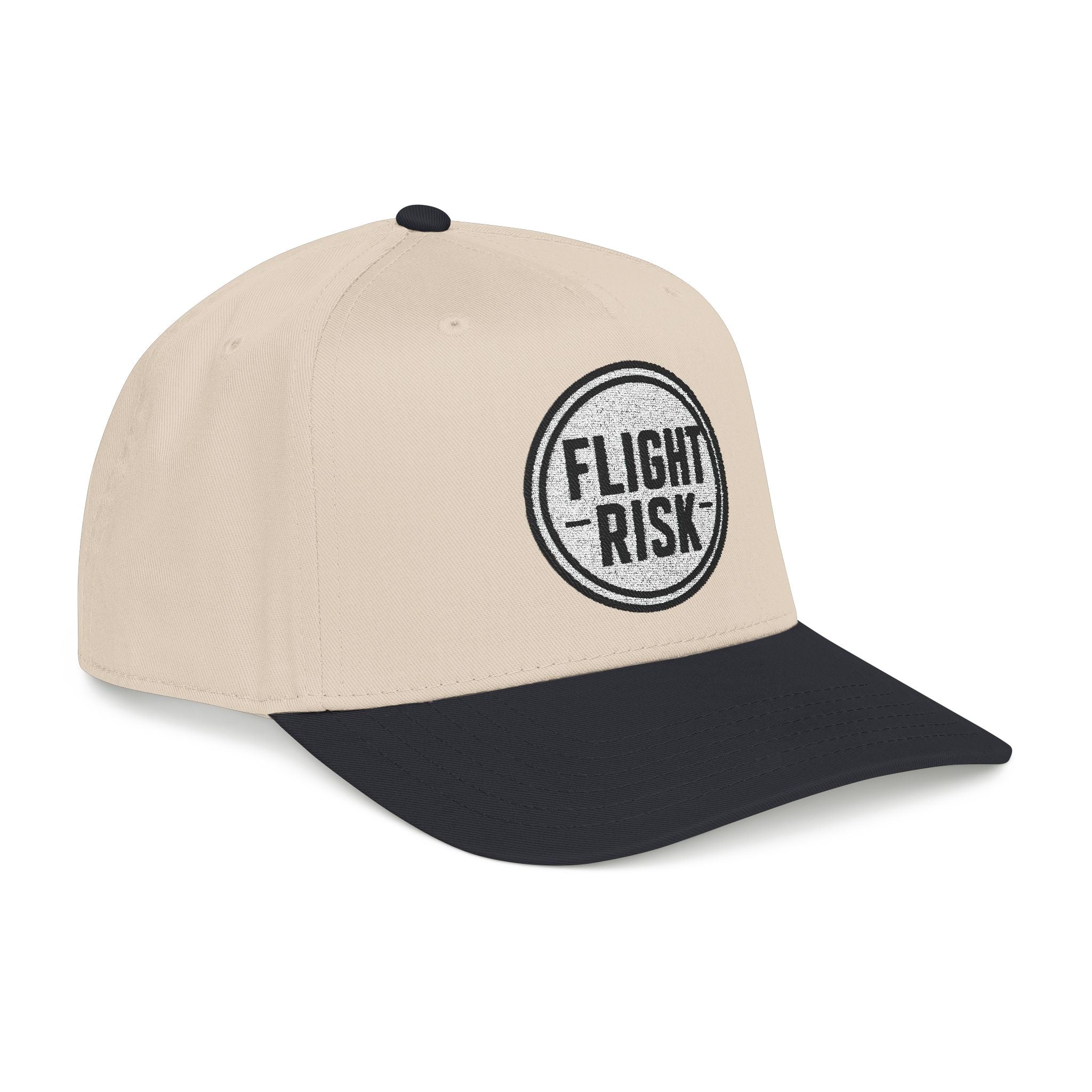 FLIGHT RISK Embroidered Mid Profile Baseball Cap | Funny Travel Hat | Aviation Humor Dad Cap | Minimalist Adventure Snapback | Gift for Frequent Flyers