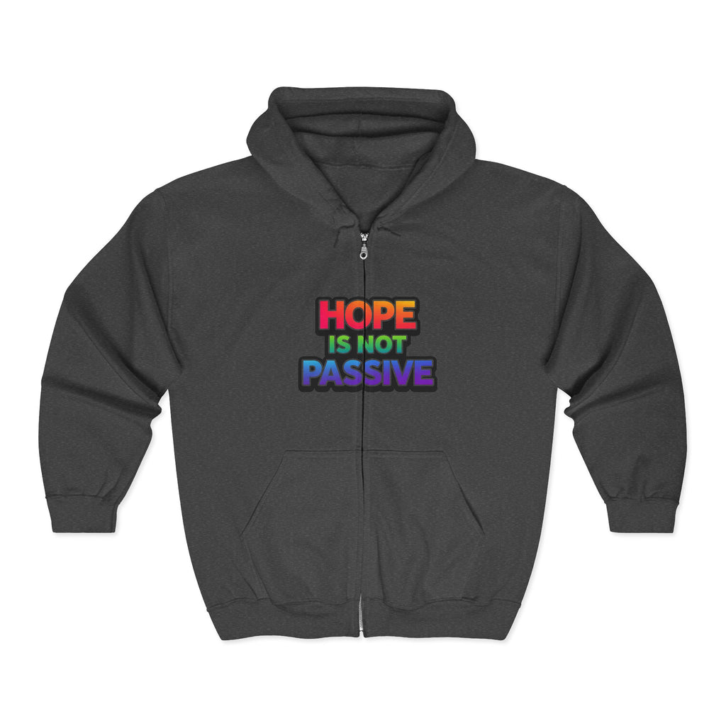 Hope Is Not Passive Hoodie | Rainbow Statement Graphic Pullover - Mutantur Labs LLC