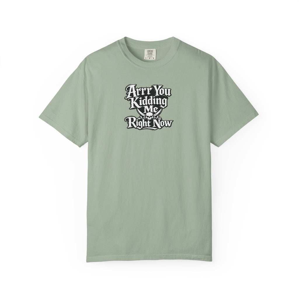 Arr You Kidding Me Right Now T-Shirt — Funny Pirate Script Comfort ColorsTee