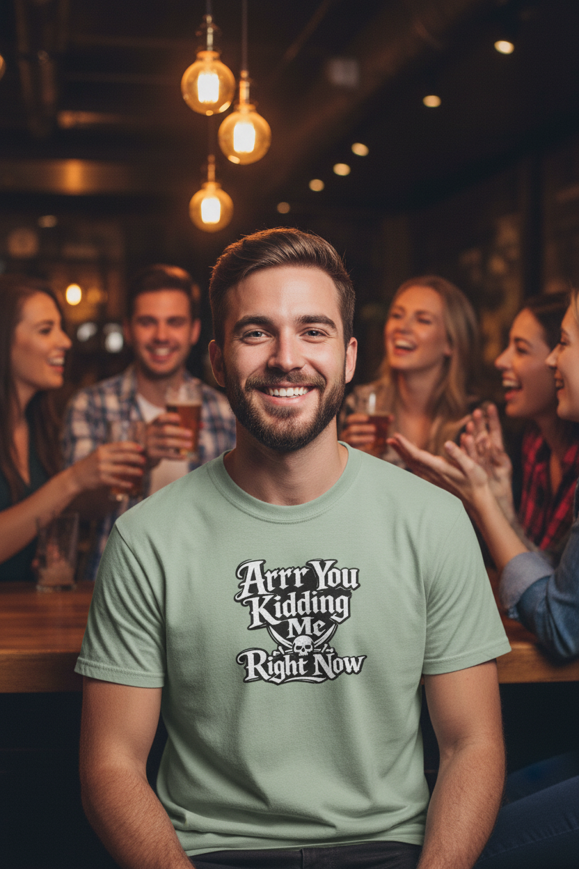 Arr You Kidding Me Right Now T-Shirt — Funny Pirate Script Comfort ColorsTee
