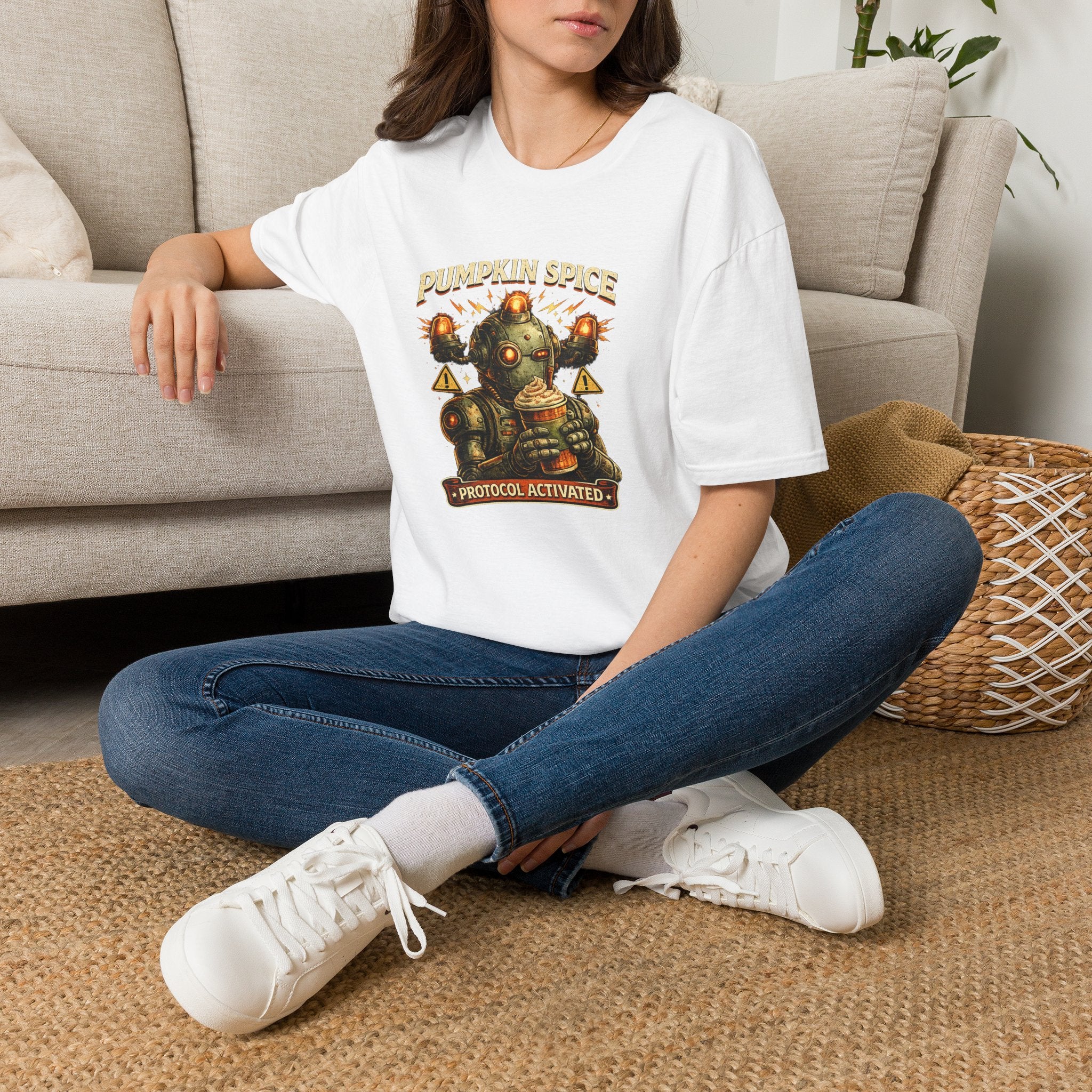 Pumpkin Spice Robot Halloween Graphic Tee