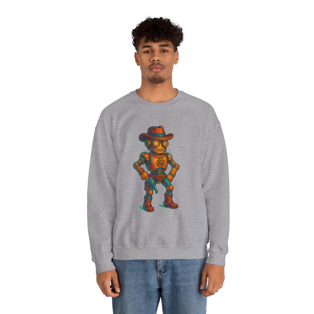 Steampunk Cowboy Robot Sweatshirt | Retro Western Graphic Crewneck - Mutantur Labs LLC